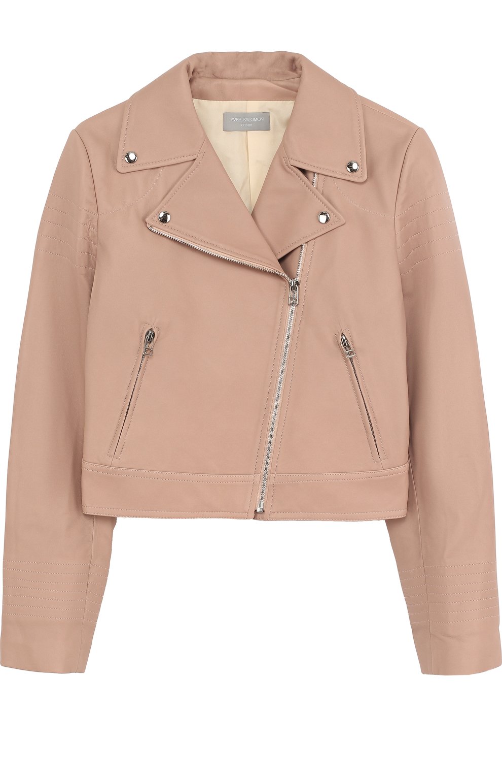 Укороченная кожаная куртка с косой молнией YVES SALOMON ENFANT, арт. 8EEV200XXAPSY/14, фото 1