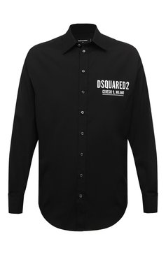 Мужская хлопковая рубашка DSQUARED2 черного цвета, арт. S74DM0652/S36275 | Фото 1 (Рукава: Длинные; Драгоценные камни: Проставлено; Материал внешний: Хлопок; Длина (для топов): Стандартные; Материал сплава: Проставлено; Случай: Повседневный; Рубашки М: Regular Fit; Манжеты: На пуговицах; Принт: С принтом; Воротник: Кент; Стили: Гранж)