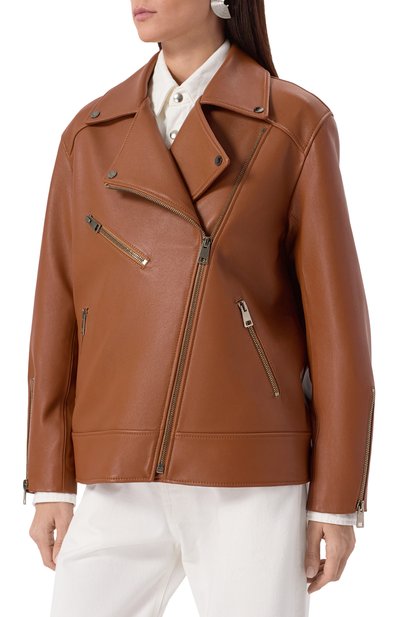 Кожаная куртка MASLOV коричневого цвета по цене 127600 руб., арт. SMW101, фото 3 Кожаная куртка MASLOV, арт. SMW101, фото 3