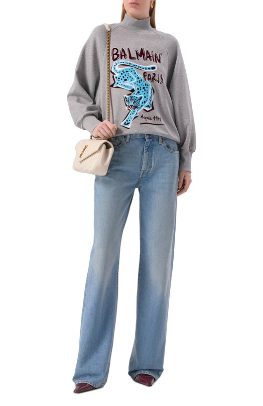 Хлопковый свитшот Balmain FF0JQ050/GF20 Серый  FF0JQ050/GF20 Фото 2