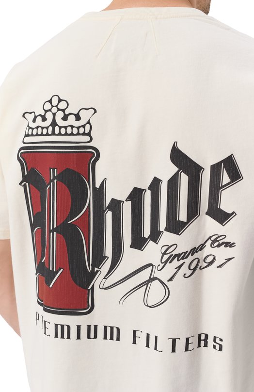 Хлопковая футболка Rhude RHSS26TT07012 Кремовый  RHSS26TT07012 Фото 5