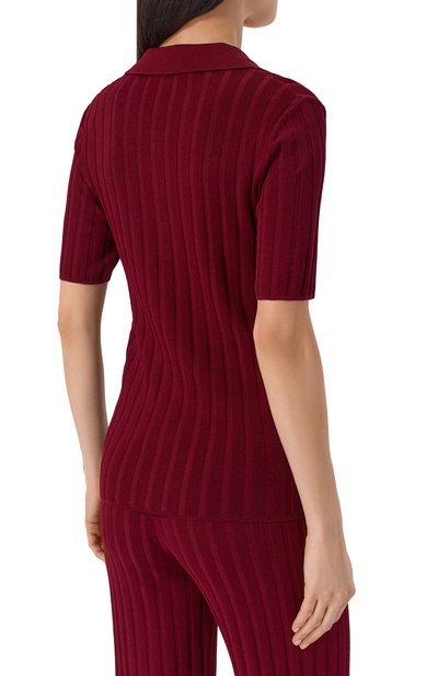 Поло из вискозы SPORTY AND RICH бордового цвета по цене 28600 руб., арт. WS06975326RE02, фото 4 Поло из вискозы SPORTY AND RICH, арт. WS06975326RE02, фото 4