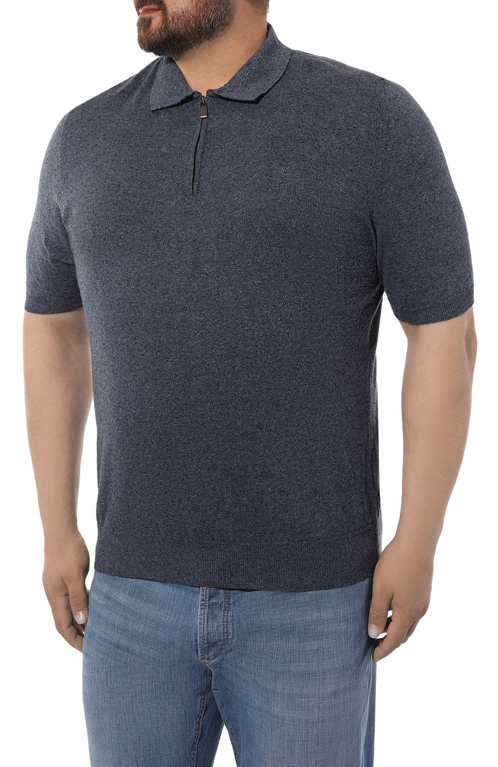 Поло из хлопка и льна CANALI, арт. C0454B/MK01450/60-68, фото 3