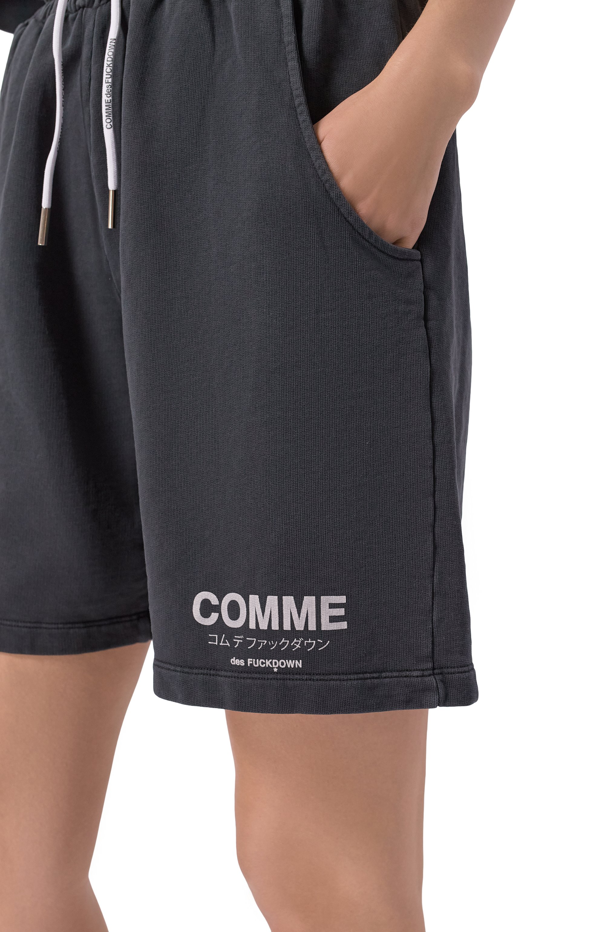 Хлопковые шорты COMME DES FUCKDOWN черного цвета по цене 13500 руб., арт. CFABW01585, фото 5 Хлопковые шорты COMME DES FUCKDOWN, арт. CFABW01585, фото 5