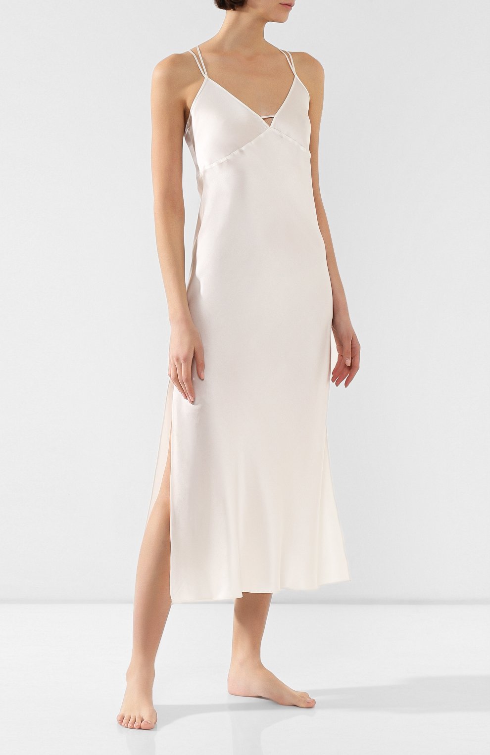 Шелковая сорочка LUNA DI SETA кремового цвета по цене 25820 руб., арт. VLST60540_0004, фото 2 Шелковая сорочка LUNA DI SETA, арт. VLST60540_0004, фото 2