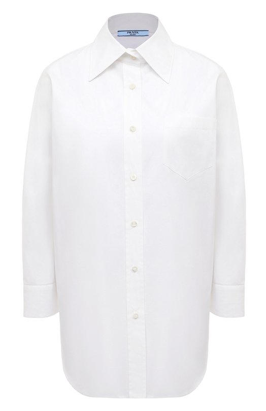 Хлопковая рубашка Prada P477E-1UCX-F0009-211 Белый P477E-1UCX-F0009-211