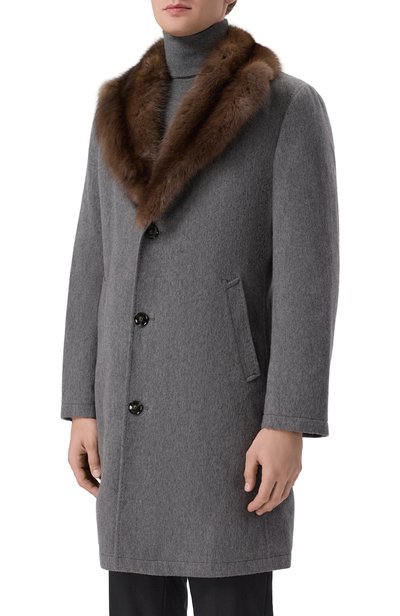 Кашемировое пальто с воротником из соболя KITON, арт. UW0618MV03S28, фото 3