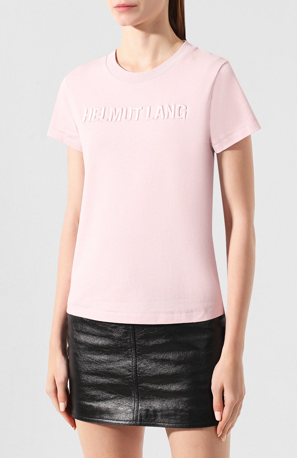 Хлопковая футболка HELMUT LANG светло-розового цвета по цене 25750 руб., арт. J06DW502, фото 3 Хлопковая футболка HELMUT LANG, арт. J06DW502, фото 3