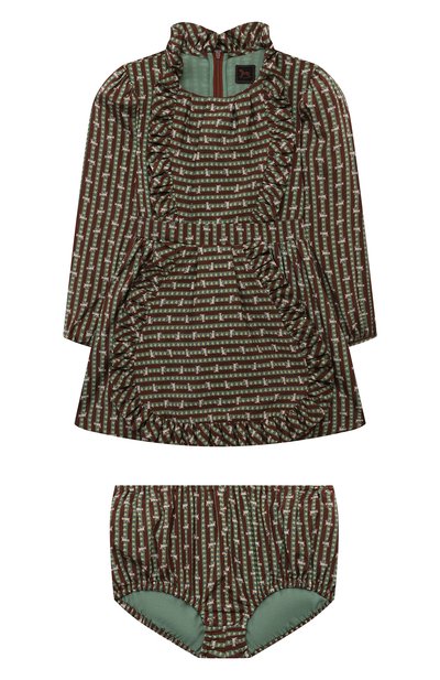 Комплект из платья и шорт ULYANA SERGEENKO коричневого цвета по цене 115000 руб., арт. ABC001KD23P (0311Б23), фото 1 Комплект из платья и шорт ULYANA SERGEENKO, арт. ABC001KD23P (0311Б23), фото 1