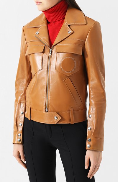 Кожаная куртка с поясом и накладными карманами CHLOÉ, арт. CHC18ACV01208, фото 3