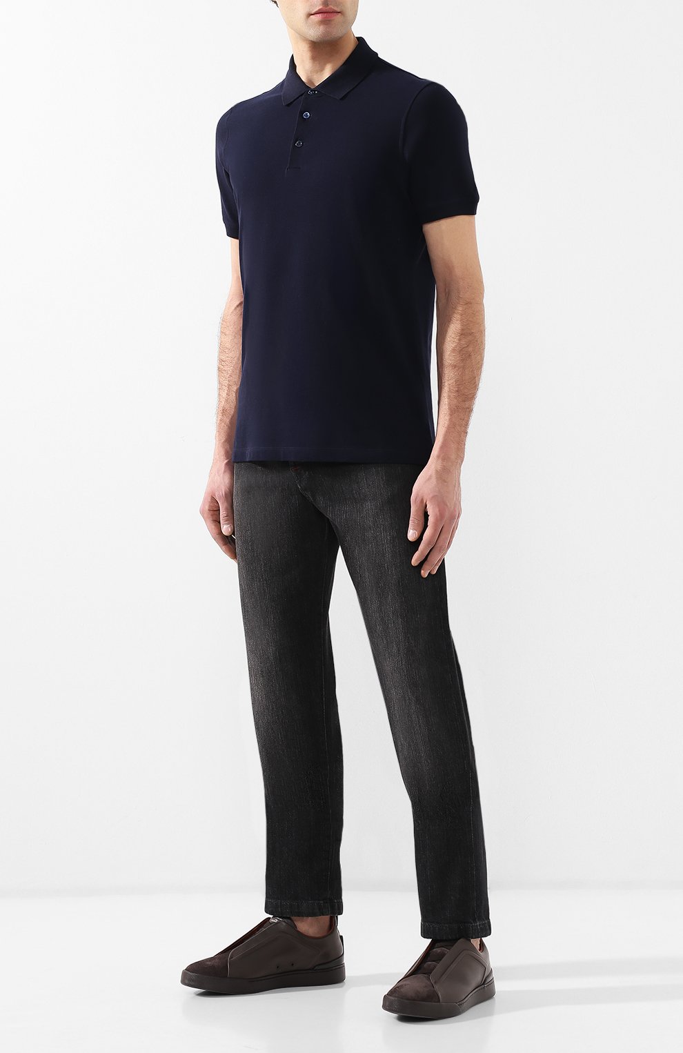 Хлопковое поло BRUNELLO CUCINELLI темно-синего цвета по цене 45600 руб., арт. M0T638307, фото 2 Хлопковое поло BRUNELLO CUCINELLI, арт. M0T638307, фото 2