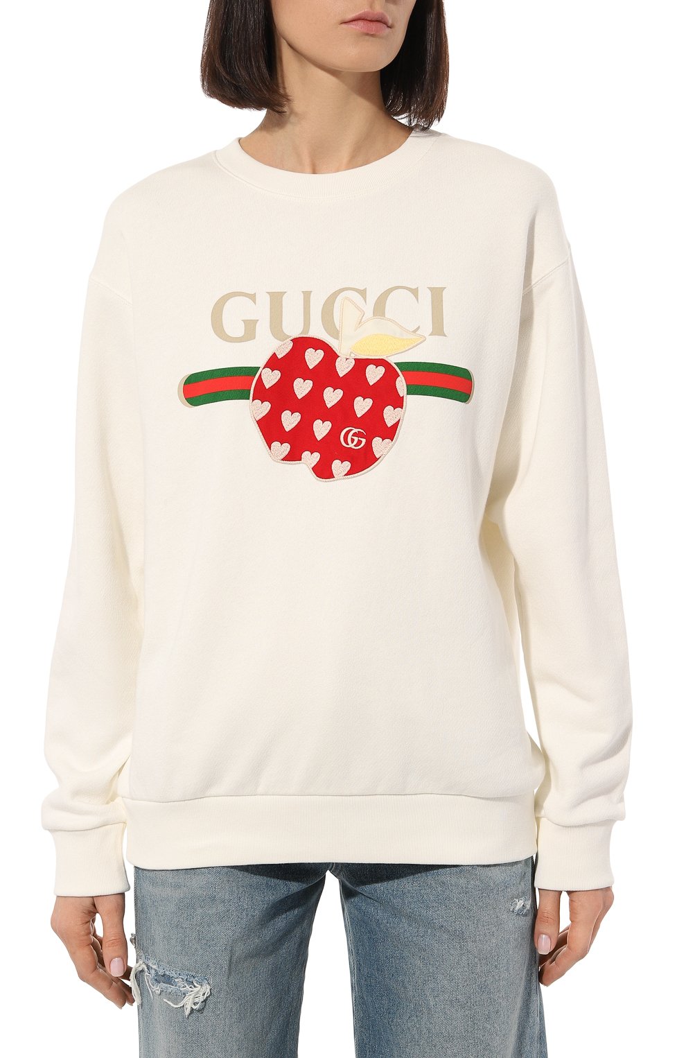 Хлопковый свитшот GUCCI белого цвета по цене 128160 руб., арт. 617964 XJDOJ, фото 3 Хлопковый свитшот GUCCI, арт. 617964 XJDOJ, фото 3