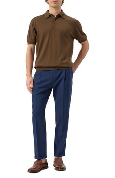Мужское хлопковое поло KITON коричневого цвета, арт. UMKXX33256S | Фото 2 (Рукава: Короткие; Длина (для топов): Стандартные; Материал внешний: Хлопок; Стили: Кэжуэл; Принт: Без принта; Кросс-КТ: Трикотаж; Застежка: Пуговицы)