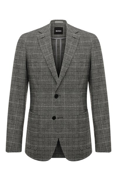 Пиджак из шерсти и вискозы BOSS черно-белого цвета по цене 48700 руб., арт. 50479484, фото 1 Пиджак из шерсти и вискозы BOSS, арт. 50479484, фото 1
