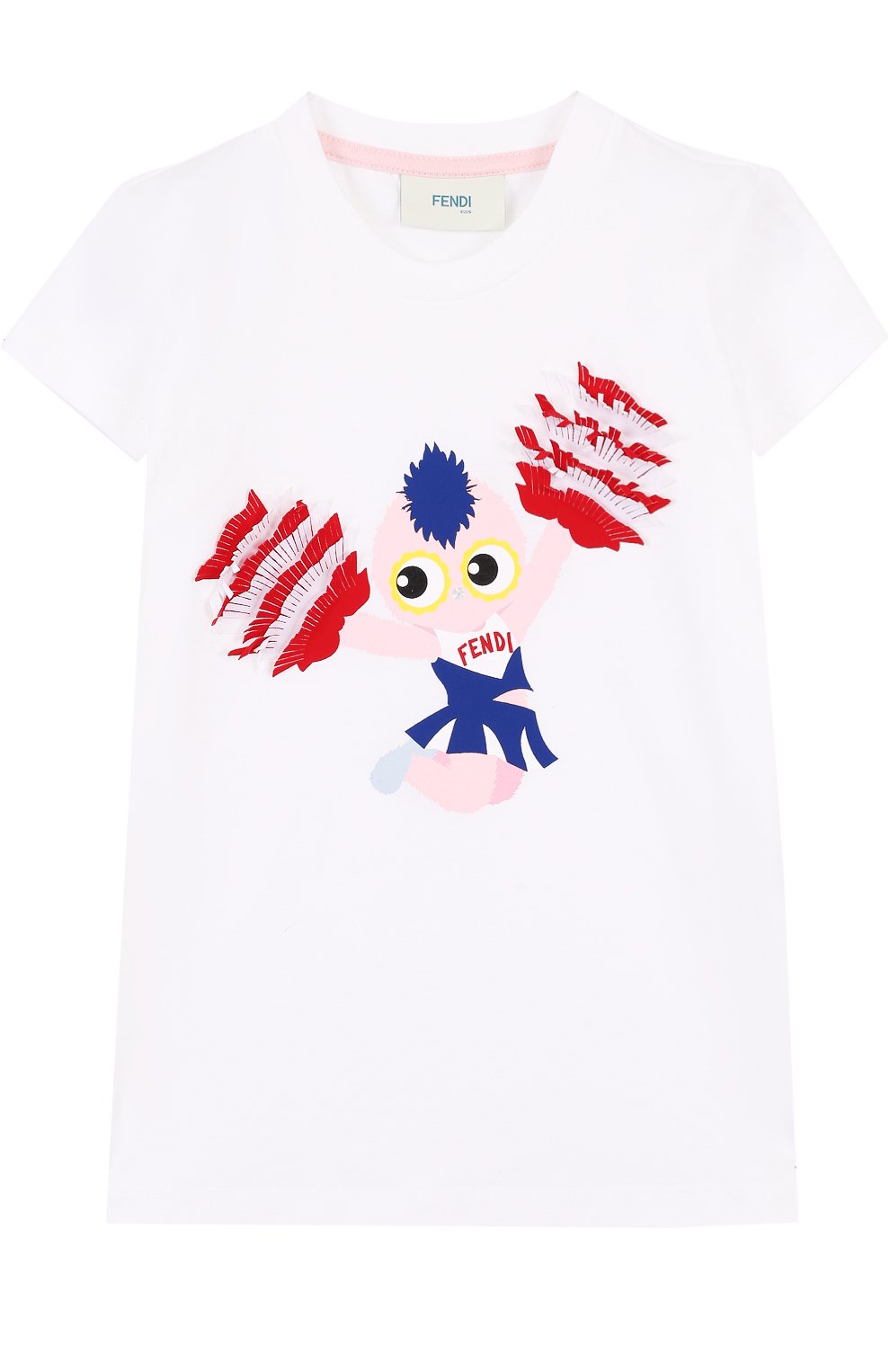 Хлопковая футболка с принтом и бахромой FENDI, арт. JFI100/7AJ/2A-5A, фото 1