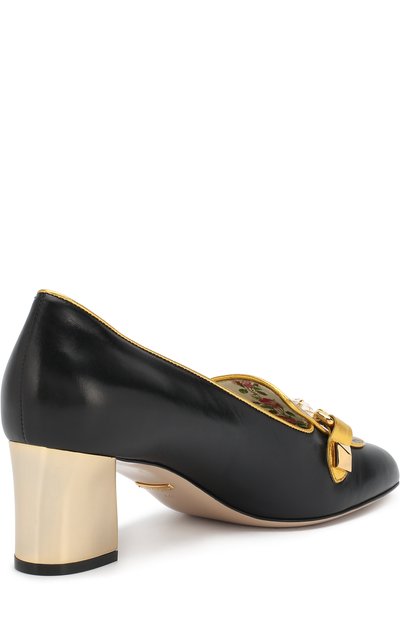 Кожаные туфли с пряжкой на устойчивом каблуке GUCCI, арт. 498882/0HE70, фото 4