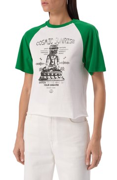 Женская хлопковая футболка GOLDEN GOOSE DELUXE BRAND белого цвета, арт. GWP02186.P001884 | Фото 3 (Рукава: Короткие; Материал внешний: Хлопок; Длина (для топов): Стандартные; Принт: С принтом; Стили: Кэжуэл)