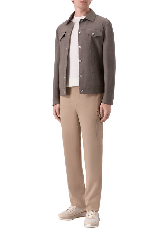 Хлопковые брюки-карго Brunello Cucinelli M289LE1890 Коричневый  M289LE1890 Фото 2