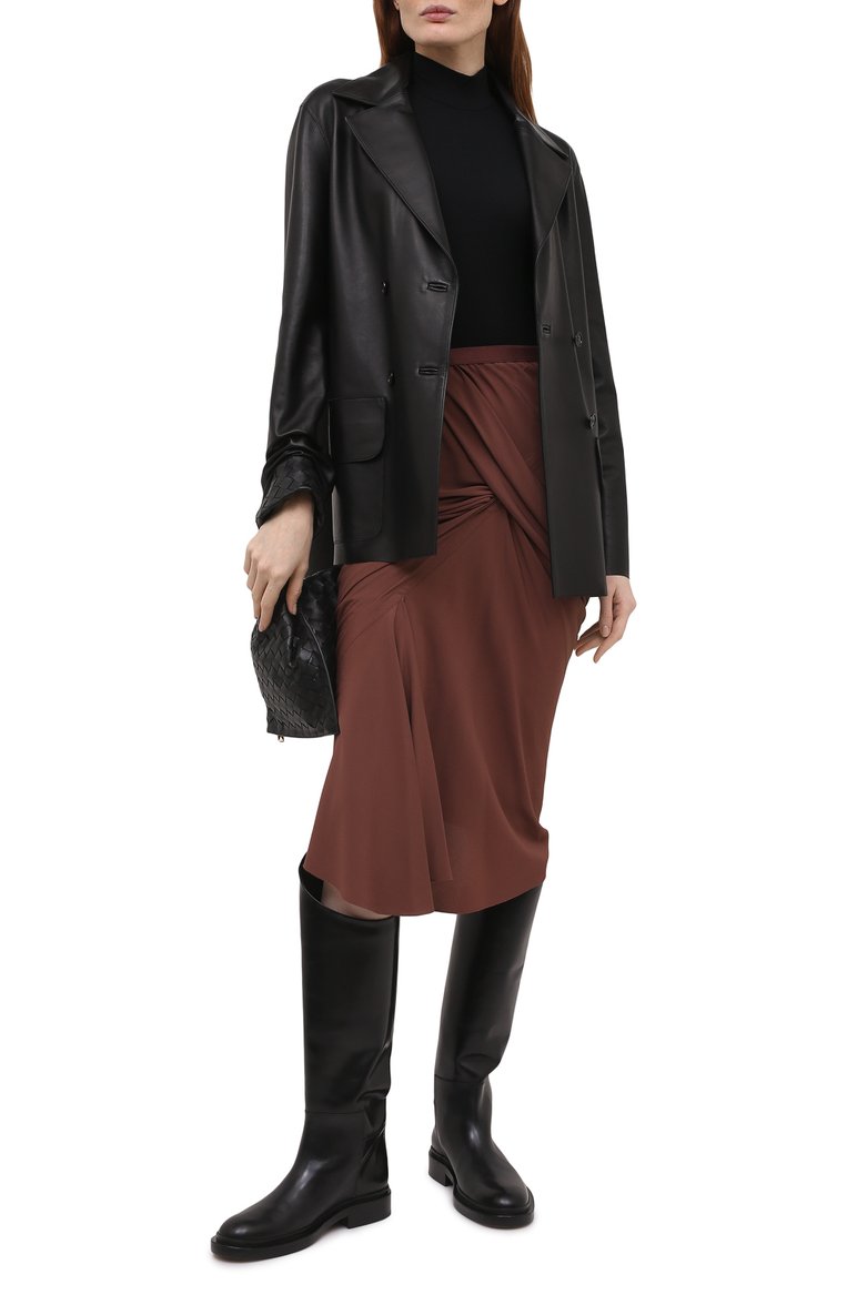 Женская юбка RICK OWENS коричневого цвета, арт. RP21S3336/CC | Фото 2 (Длина Ж (юбки, платья, шорты): Миди; Материал внешний: Шелк, Синтетический материал; Стили: Романтичный; Женское Кросс-КТ: Юбка-одежда; Региональные ограничения белый список (Axapta Mercury): RU, Не проставлено)