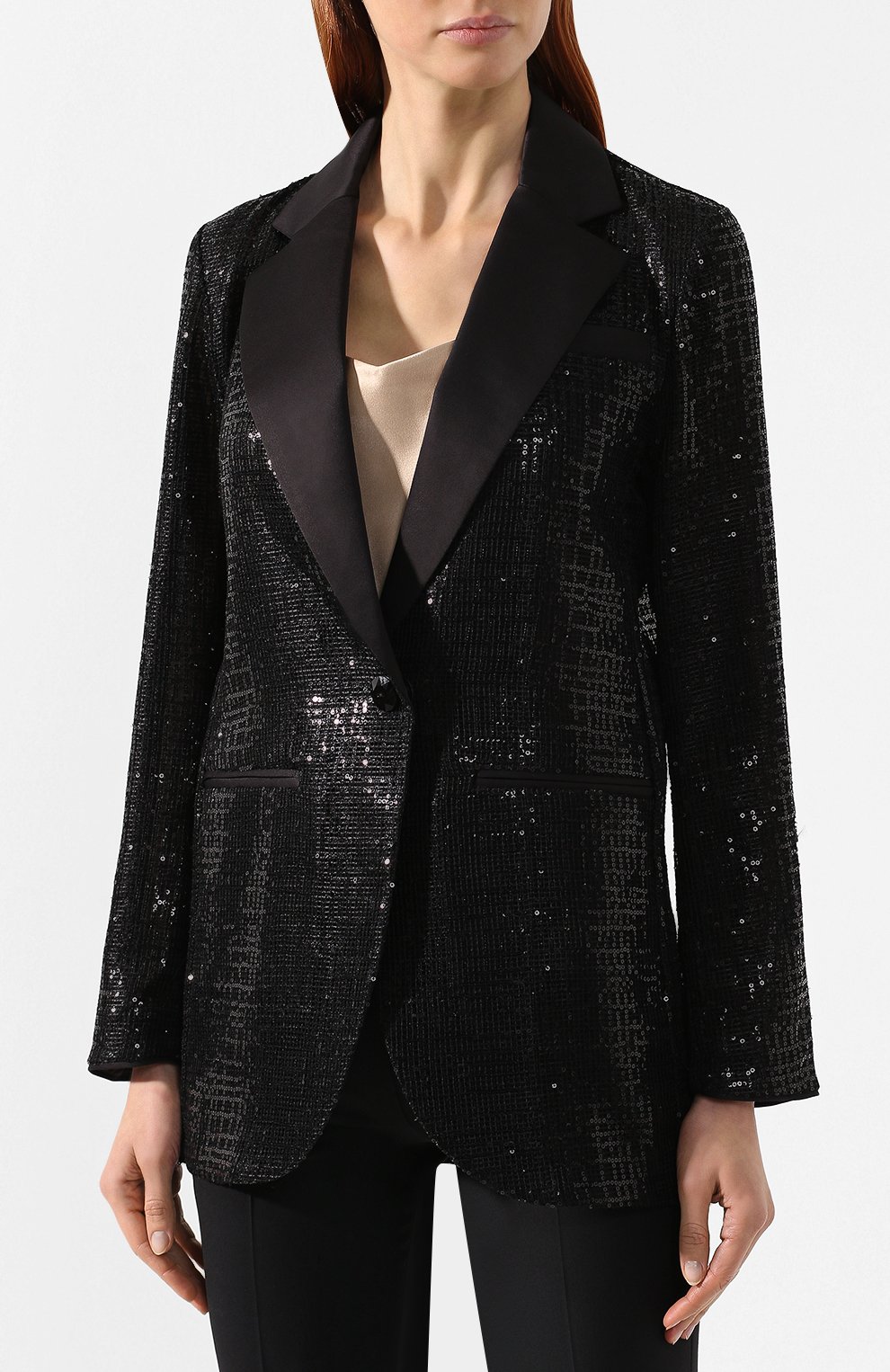 Жакет с пайетками EMPORIO ARMANI черного цвета по цене 83600 руб., арт. 2NG31R/29917, фото 3 Жакет с пайетками EMPORIO ARMANI, арт. 2NG31R/29917, фото 3