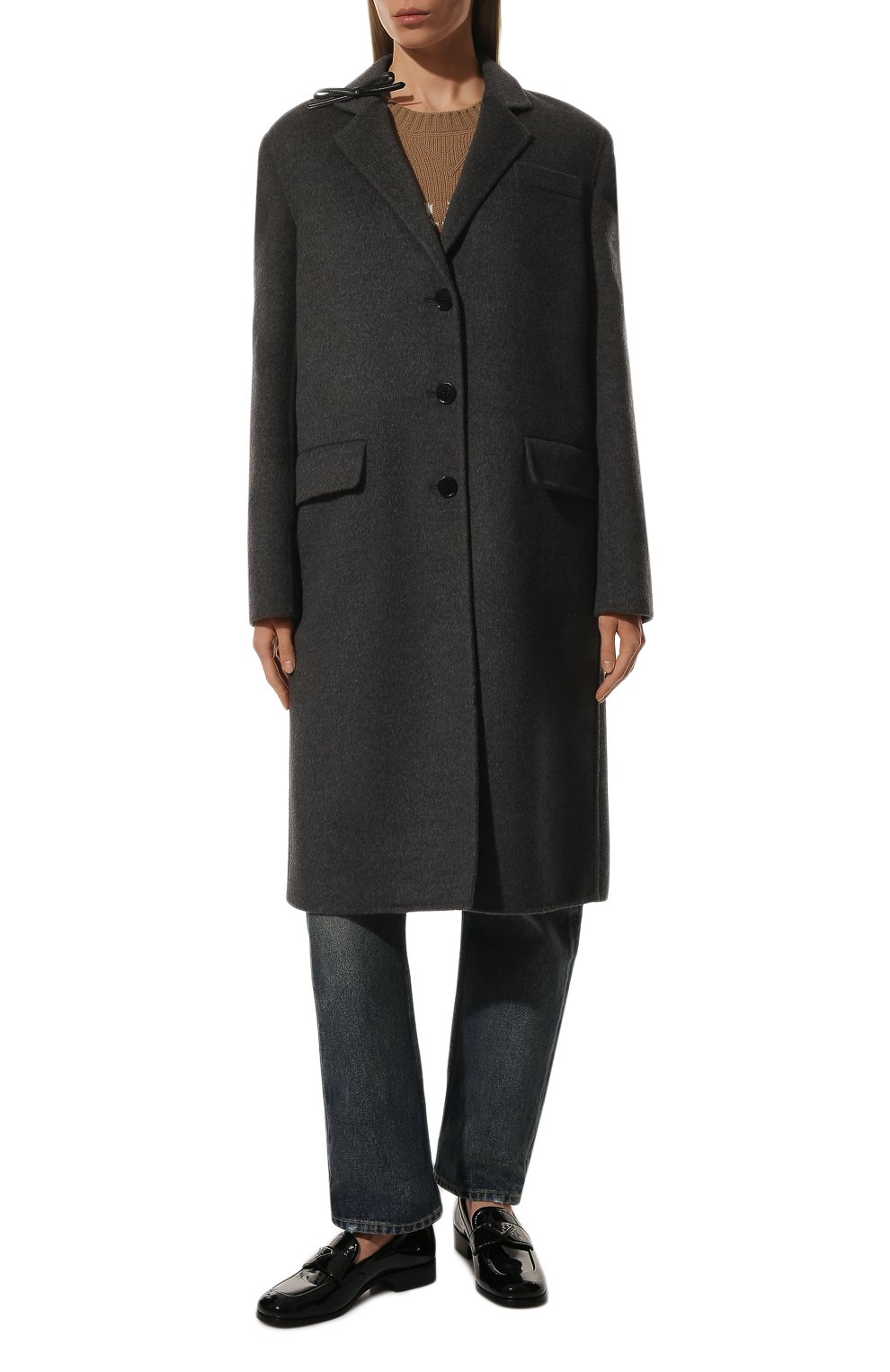 Шерстяное пальто PRADA серого цвета по цене 415000 руб., арт. P616NE-03H-F0480-202, фото 3 Шерстяное пальто PRADA, арт. P616NE-03H-F0480-202, фото 3