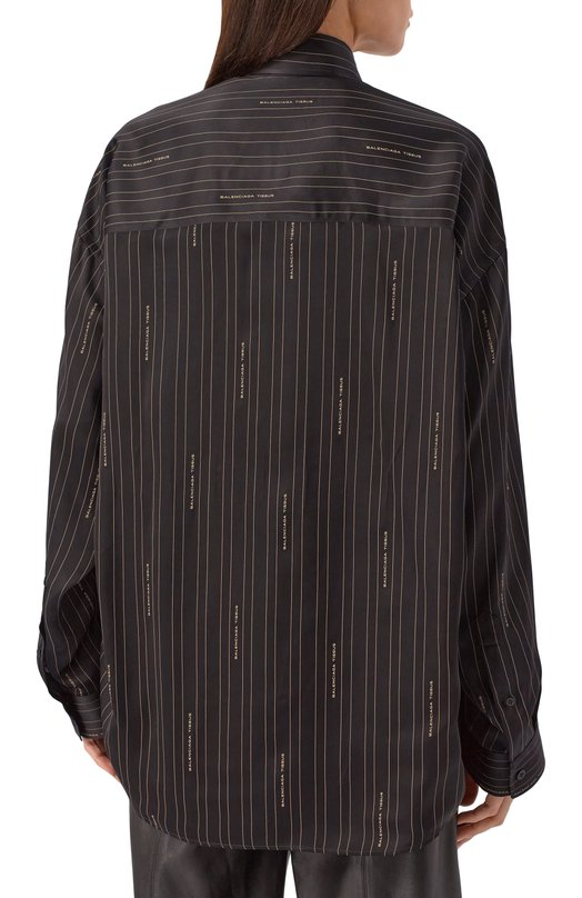 Атласная рубашка Balenciaga 841012/TSLA6 Чёрный  841012/TSLA6 Фото 4