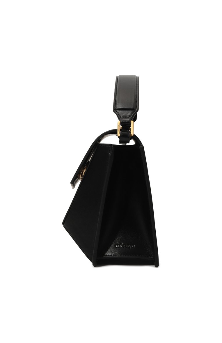 Женская сумка naomi MLOUYE черного цвета, арт. 10-001 | Фото 4 (Сумки-технические: Сумки top-handle; Материал: Натуральная кожа; Материал сплава: Проставлено; Ремень/цепочка: На ремешке; Драгоценные камни: Проставлено; Размер: small)