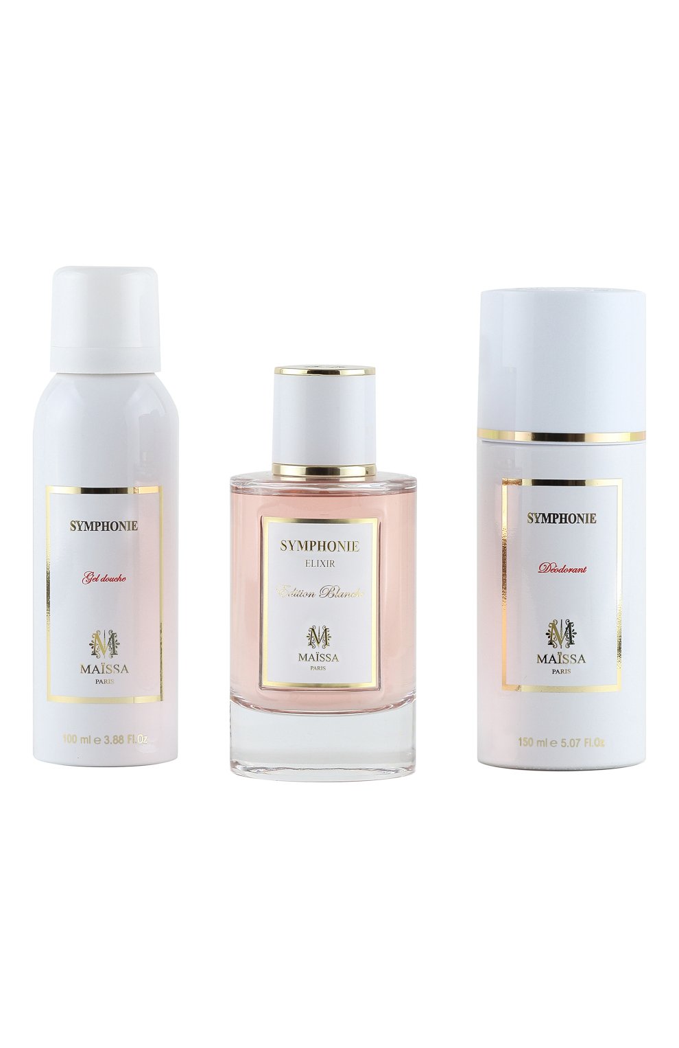 Набор coffret symphonie blanc парфюмерная вода, гель для душа, дезодорант-спрей (2x100+150ml) MAISON MAISSA бесцветного цвета по цене 17600 руб., арт. 3770020956829, фото 1 Набор coffret symphonie blanc парфюмерная вода, гель для душа, дезодорант-спрей (2x100+150ml) MAISON MAISSA, арт. 3770020956829, фото 1