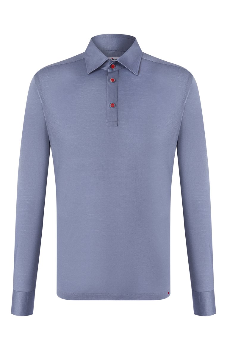 Мужское поло KITON серого цвета, арт. UMCP0SH0924204 | Фото 1 (Рукава: Длинные; Длина (для топов): Стандартные; Автоматизация состава: Проставлено; Материал внешний: Хлопок; Автоматизация ТО: Проставлено; Стили: Кэжуэл; Принт: Без принта; Застежка: Пуговицы; Детали: Без декора; Кросс-КТ: Джерси)