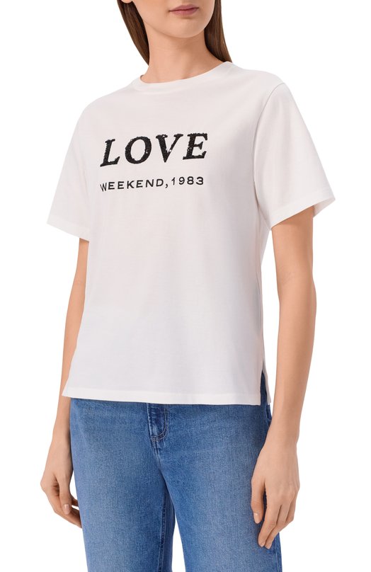 Хлопковая футболка Weekend Max Mara WKDAGILE Белый  WKDAGILE Фото 3