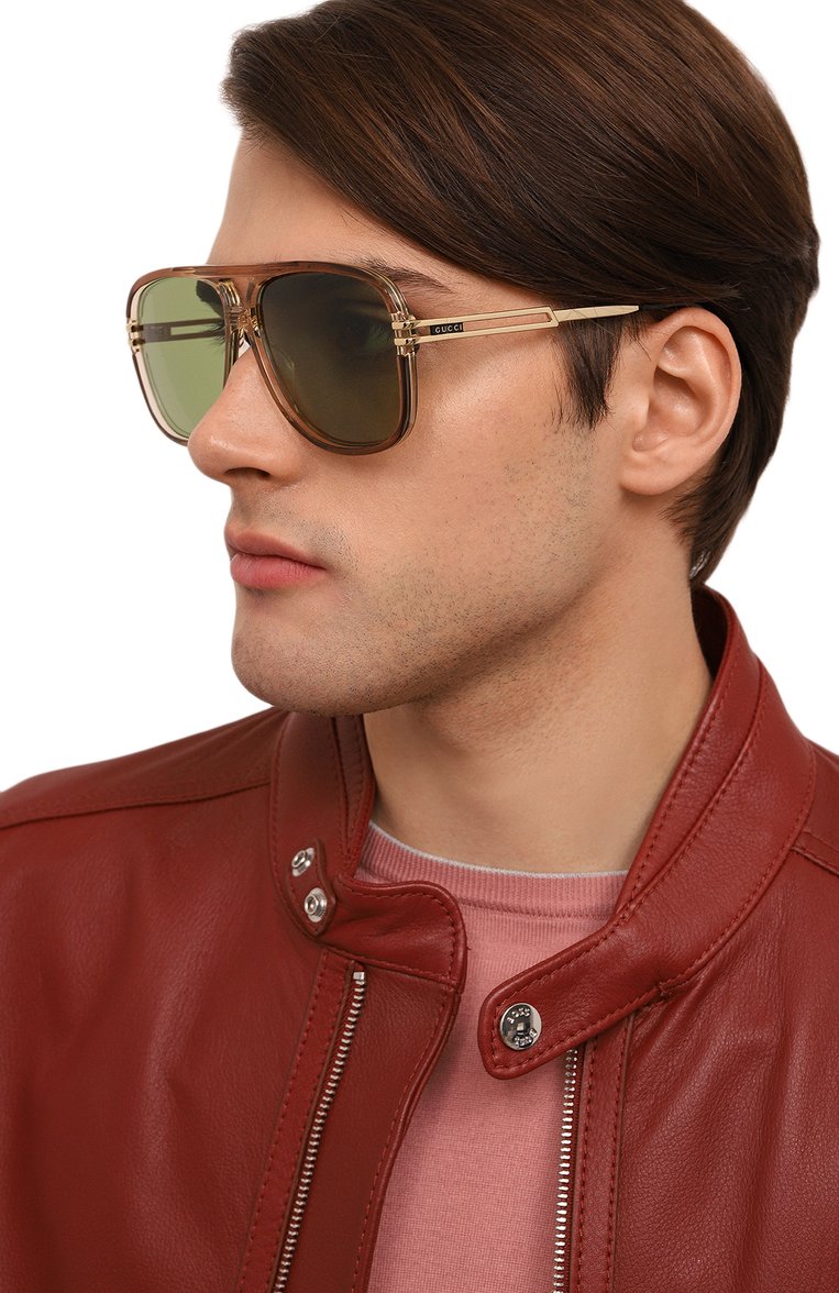 Женские солнцезащитные очки GUCCI коричневого цвета, арт. GG1105S 003 | Фото 2 (Региональные ограничения белый список (Axapta Mercury): Не проставлено; Нос: Не проставлено; Материал: Пластик; Тип очков: С/з; Кросс-КТ: С/з-унисекс; Очки форма: Авиаторы; Оптика Гендер: оптика-унисекс)