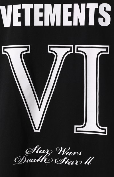Хлопковая футболка star wars x vetements xl VETEMENTS черного цвета по цене 41100 руб., арт. USW21TS011 1600/W, фото 5 Хлопковая футболка star wars x vetements xl VETEMENTS, арт. USW21TS011 1600/W, фото 5