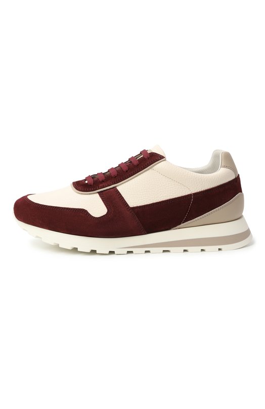 Кожаные кроссовки Brunello Cucinelli MZUESLA289 Бордовый  MZUESLA289 Фото 4