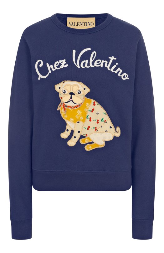 Хлопковый свитшот Valentino 7B3MF24Z9L8 Синий 7B3MF24Z9L8