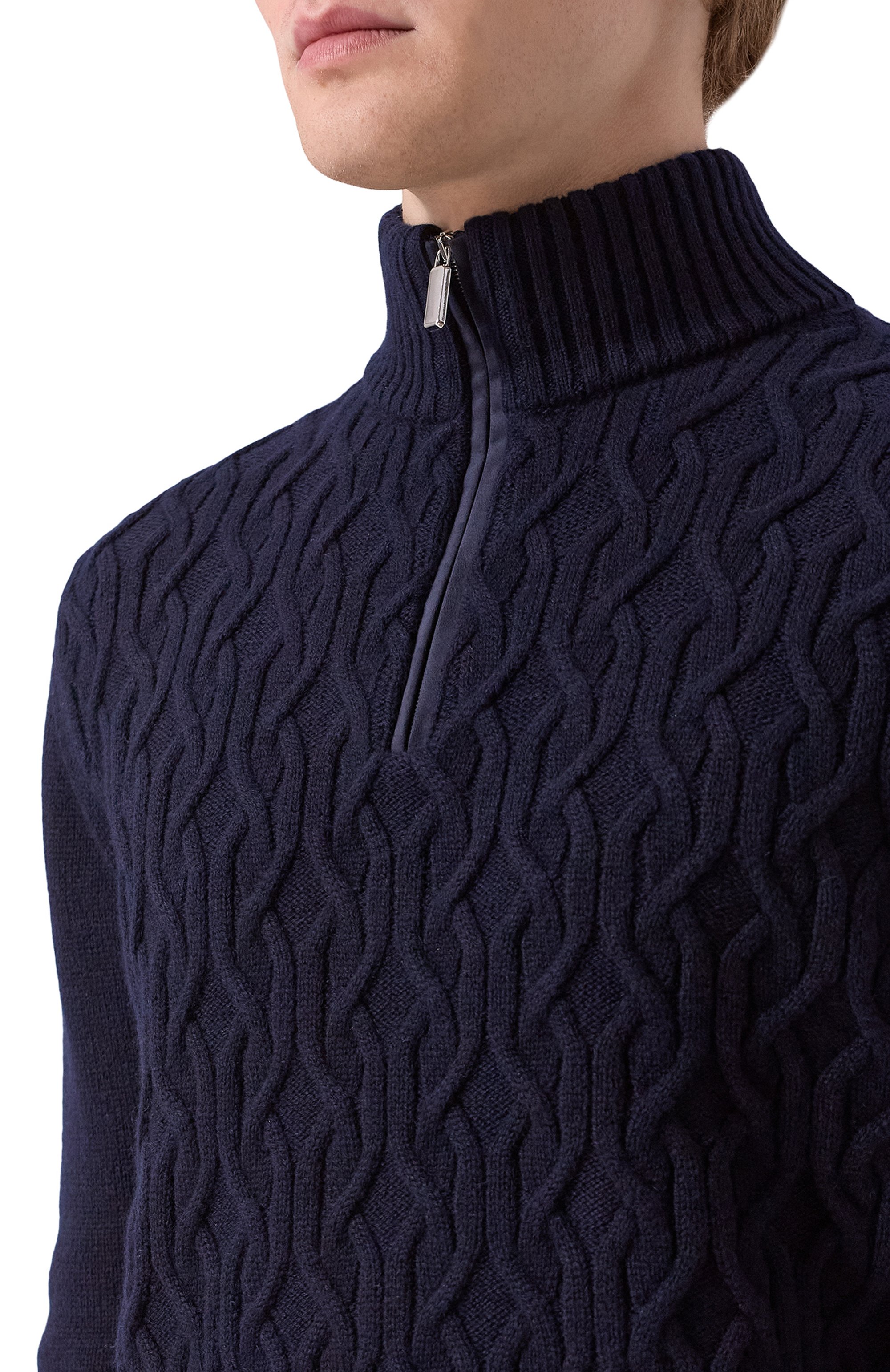 Свитер из шерсти и кашемира ANDREA CAMPAGNA темно-синего цвета по цене 119000 руб., арт. WU26N0440-08A-FN026, фото 5 Свитер из шерсти и кашемира ANDREA CAMPAGNA, арт. WU26N0440-08A-FN026, фото 5