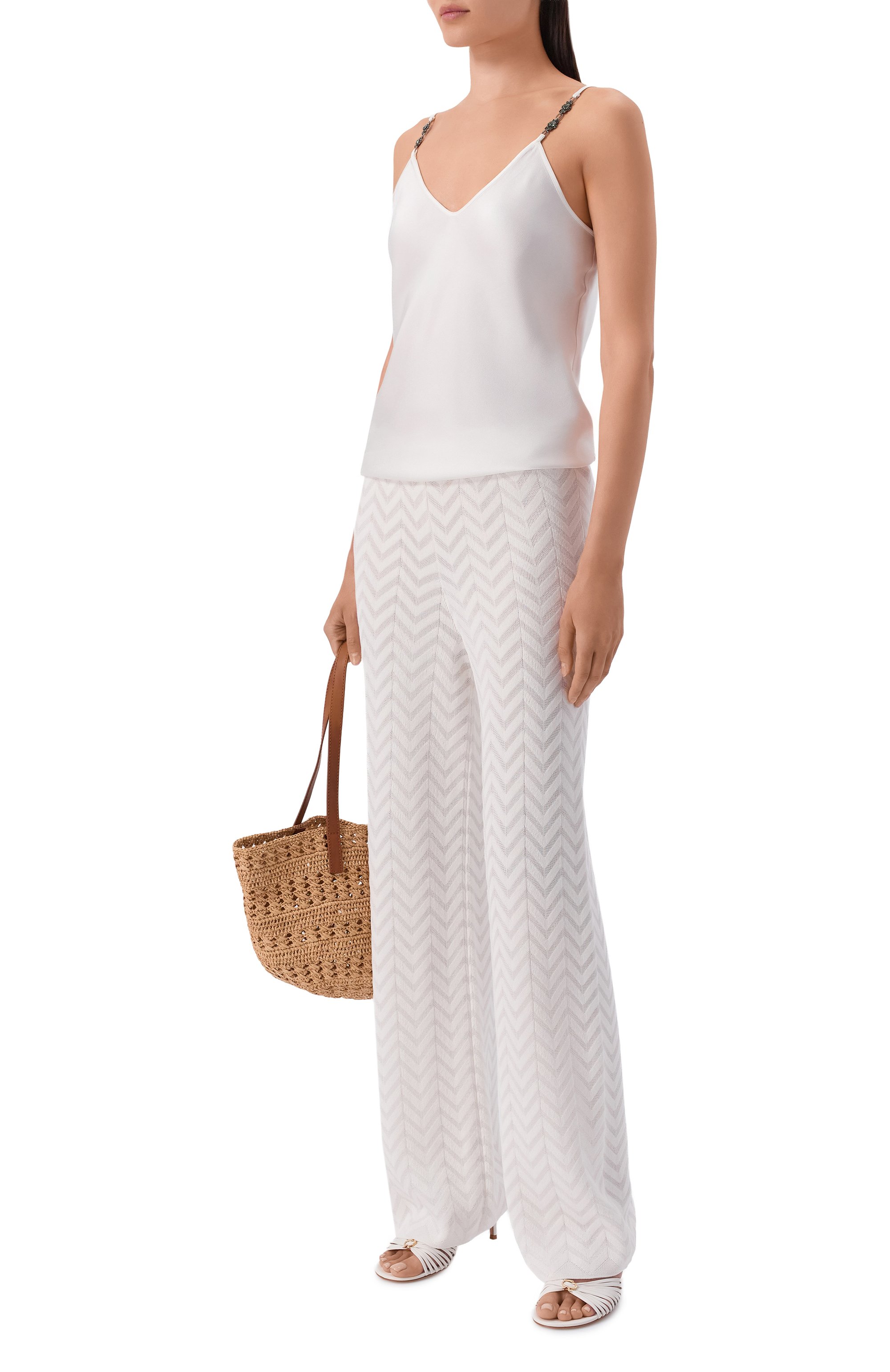 Брюки из хлопка и вискозы MISSONI белого цвета по цене 121500 руб., арт. DC26SI01/BK01H2, фото 2 Брюки из хлопка и вискозы MISSONI, арт. DC26SI01/BK01H2, фото 2