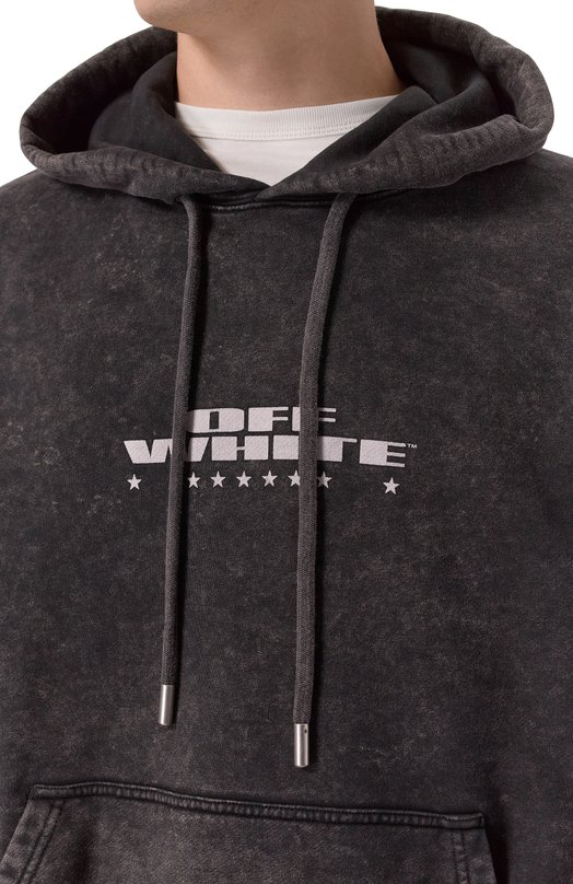 Хлопковое худи Off-White 0MBB085F25FLE005 Серый  0MBB085F25FLE005 Фото 5