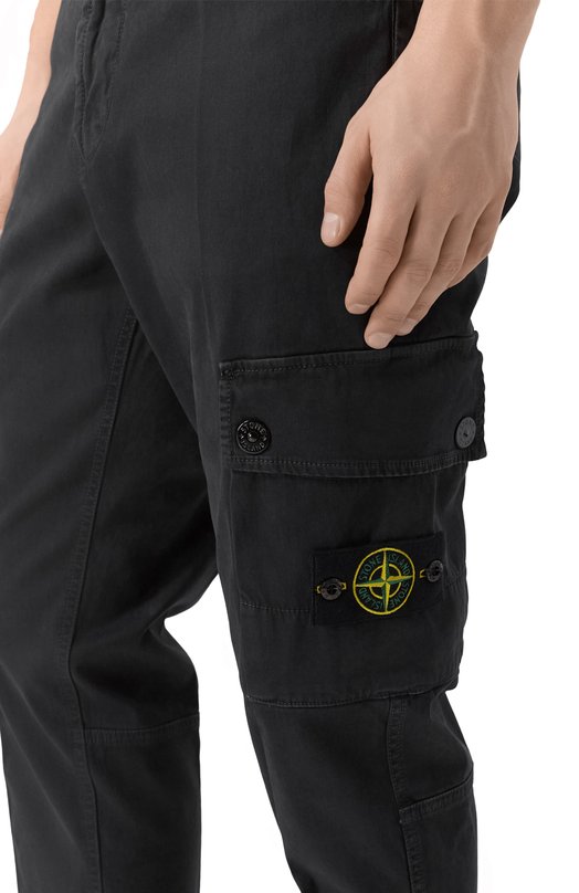 Хлопковые брюки-карго Stone Island K2S153100034/S00L1 Чёрный  K2S153100034/S00L1 Фото 5