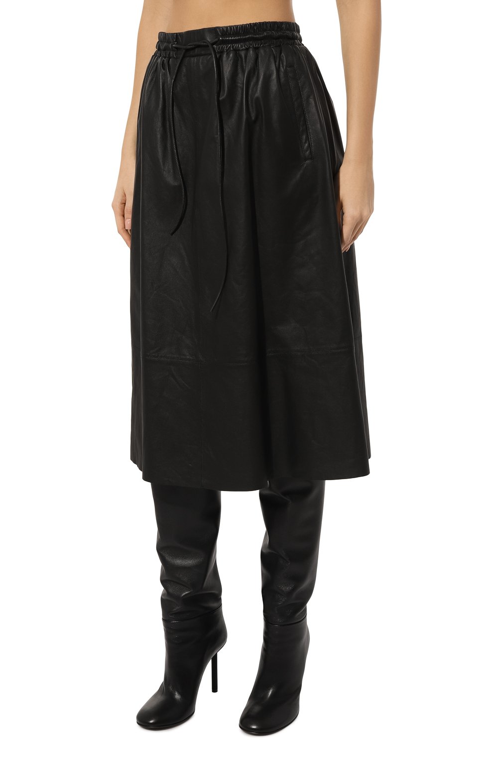 Кожаная юбка YVES SALOMON черного цвета по цене 155000 руб., арт. 23WYJ20174APAR, фото 3 Кожаная юбка YVES SALOMON, арт. 23WYJ20174APAR, фото 3