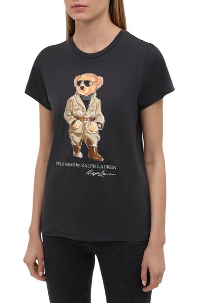 Хлопковая футболка POLO RALPH LAUREN темно-серого цвета по цене 8920 руб., арт. 211839165, фото 3 Хлопковая футболка POLO RALPH LAUREN, арт. 211839165, фото 3
