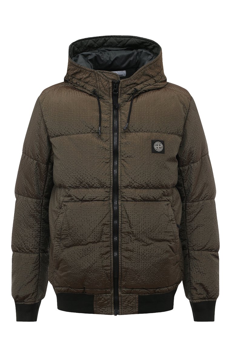 Мужской пуховый бомбер STONE ISLAND темно-зеленого цвета, арт. 731542634 | Фото 1 (Материал внешний: Синтетический материал; Длина (верхняя одежда): Короткие; Рукава: Длинные; Материал утеплителя: Пух и перо; Материал подклада: Синтетический материал; Мужское �Кросс-КТ: пуховик-короткий; Принт: Без принта; Кросс-КТ: бомбер, Утепленные; Стили: Милитари; Автоматизация ТО: Проставлено; Детали: Декор; Автоматизация состава: Проставлено)