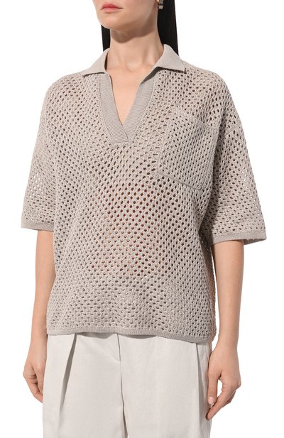 Хлопковой пуловер BRUNELLO CUCINELLI бежевого цвета по цене 160500 руб., арт. M7876B1335, фото 3 Хлопковой пуловер BRUNELLO CUCINELLI, арт. M7876B1335, фото 3