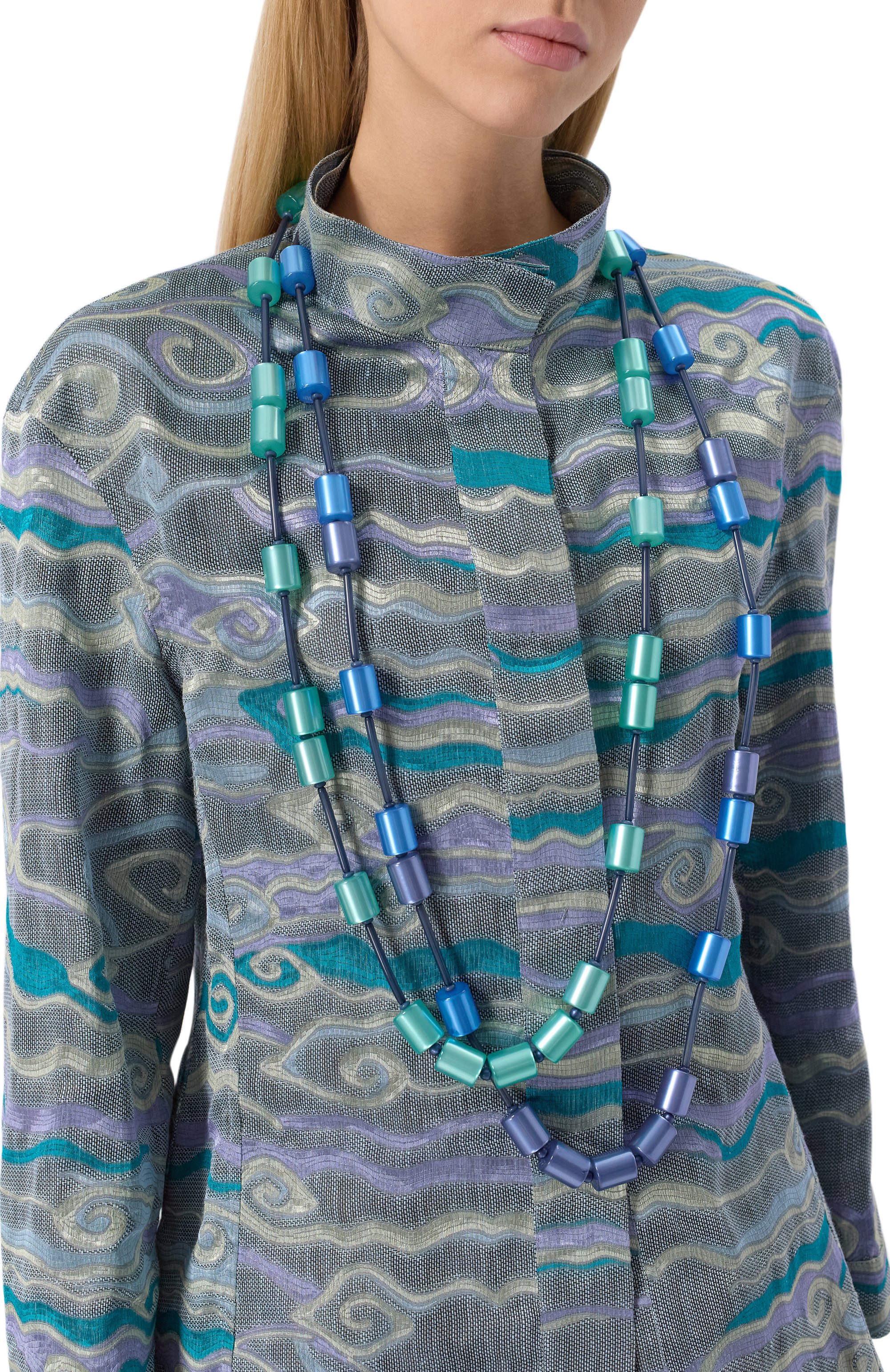 Колье EMPORIO ARMANI бирюзового цвета по цене 35150 руб., арт. EW001797 AF15490, фото 2 Колье EMPORIO ARMANI, арт. EW001797 AF15490, фото 2