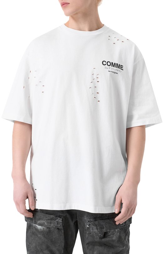 Хлопковая футболка Comme des Fuckdown CFABM01532 Белый  CFABM01532 Фото 3