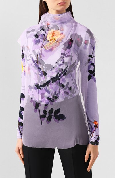 Шелковый топ DRIES VAN NOTEN фиолетового цвета по цене 65100 руб., арт. 192-10739-8136, фото 3 Шелковый топ DRIES VAN NOTEN, арт. 192-10739-8136, фото 3