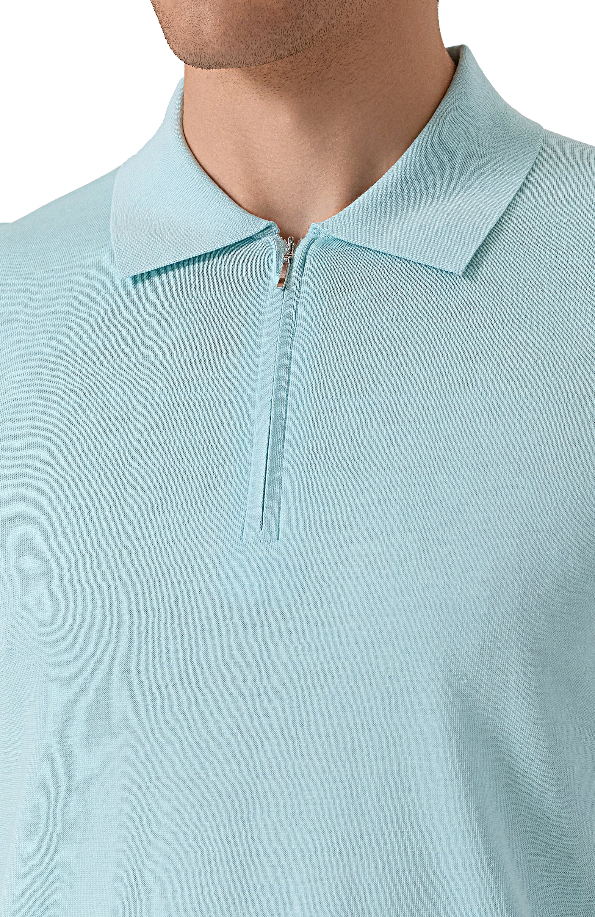 Поло из шелка и хлопка 12 STOREEZ светло-голубого цвета по цене 19000 руб., арт. 131227, фото 5 Поло из шелка и хлопка 12 STOREEZ, арт. 131227, фото 5