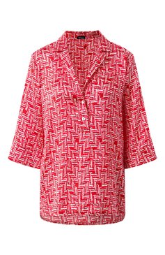 Женская шелковая блузка KITON красного цвета, арт. D51411K0964E02 | Фото 1 (Материал внешний: Шелк; Длина (для топов): Удлиненные; Драгоценные камни: Проставлено; Рукава: 3/4; Материал сплава: Проставлено; Стили: Кэжуэл; Принт: С принтом; Женское Кросс-КТ: Блуза-одежда; Кросс-КТ: костюм)
