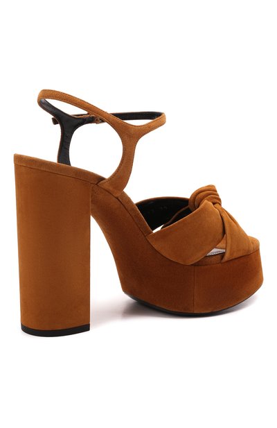 Замшевые босоножки bianca SAINT LAURENT коричневого цвета по цене 94250 руб., арт. 606713/0LI00, фото 4 Замшевые босоножки bianca SAINT LAURENT, арт. 606713/0LI00, фото 4