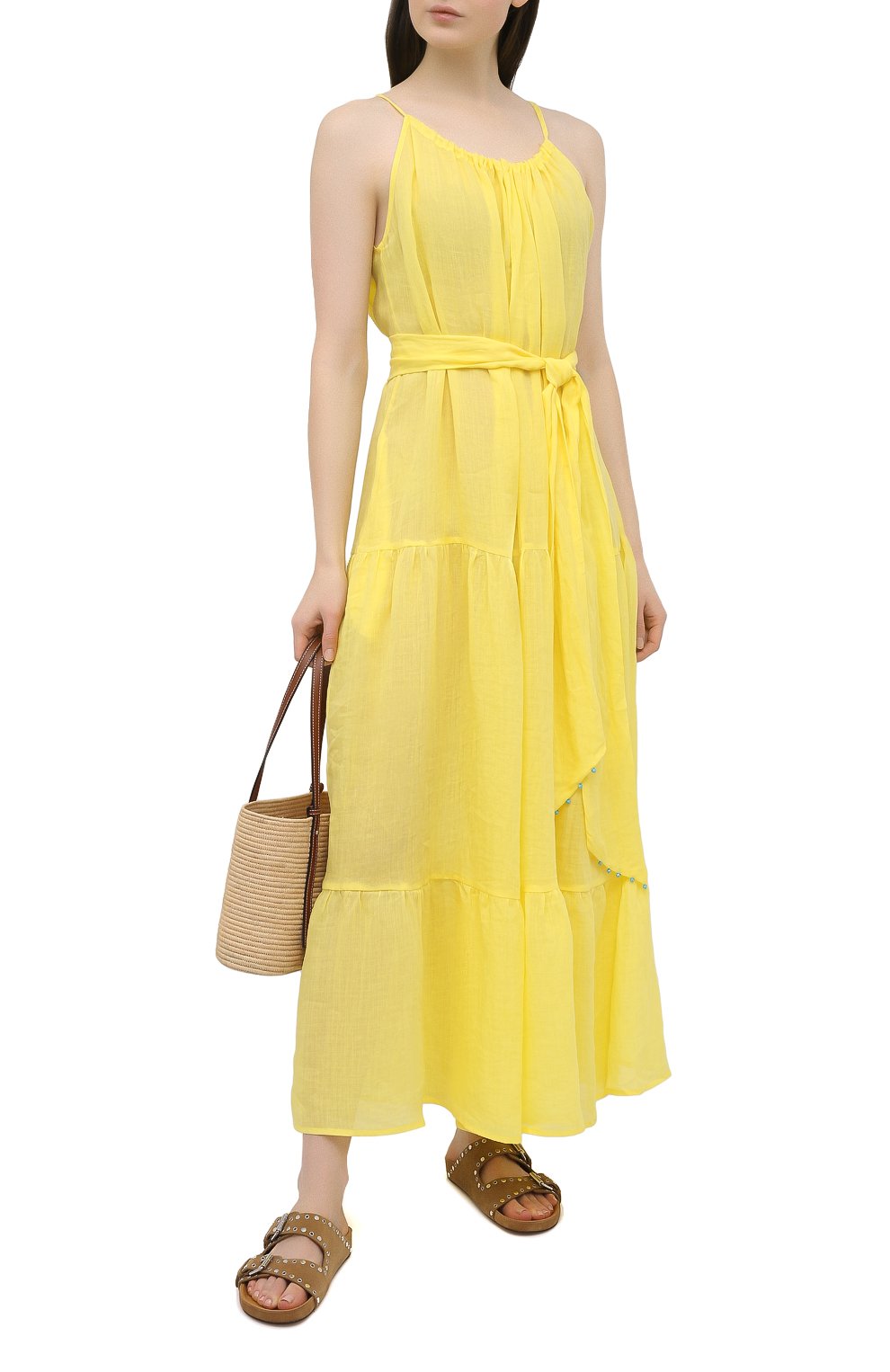 Льняное платье A MERE CO желтого цвета по цене 55050 руб., арт. AMC-RSS21-32Y, фото 2 Льняное платье A MERE CO, арт. AMC-RSS21-32Y, фото 2