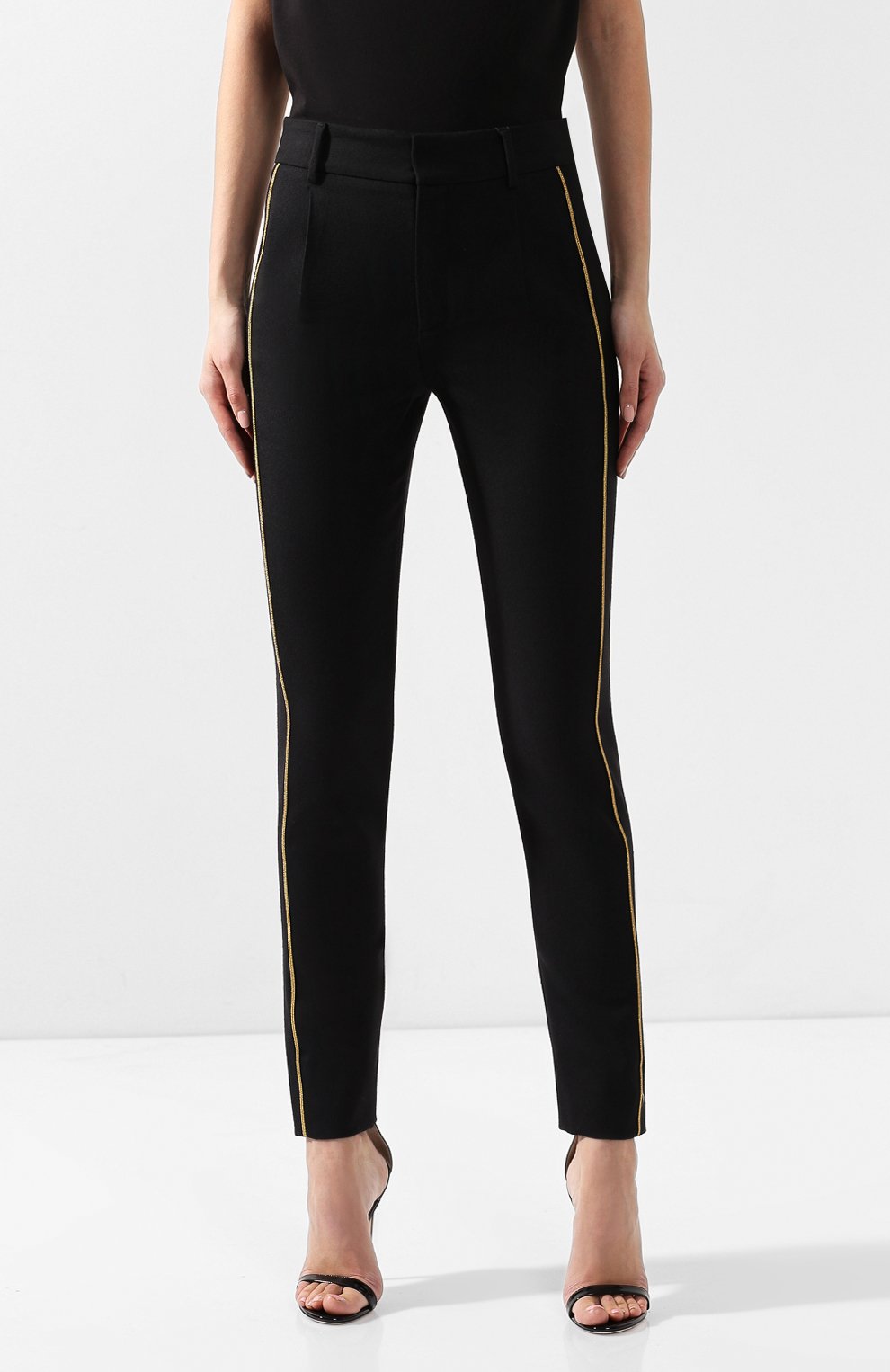 Шерстяные брюки SAINT LAURENT черного цвета по цене 96050 руб., арт. 558550/Y221W, фото 3 Шерстяные брюки SAINT LAURENT, арт. 558550/Y221W, фото 3